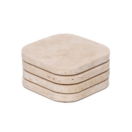 Travertine Coaster - Organic - Set of 4 - 10x1